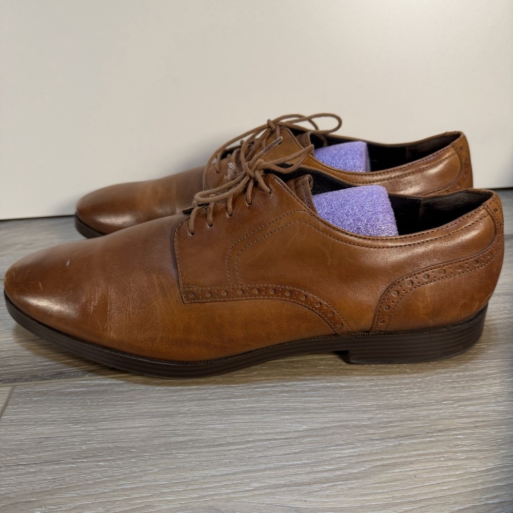 Cole Hann Grand os Men's Jefferson 2.0 Plain Oxford Leather Derby Shoe Tan 13